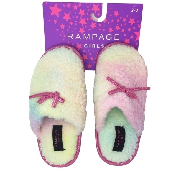 Rampage Slippers House Bedroom Fuchsia Barbiecore Sherpa Tie Dye NIP - Picture 3 of 6